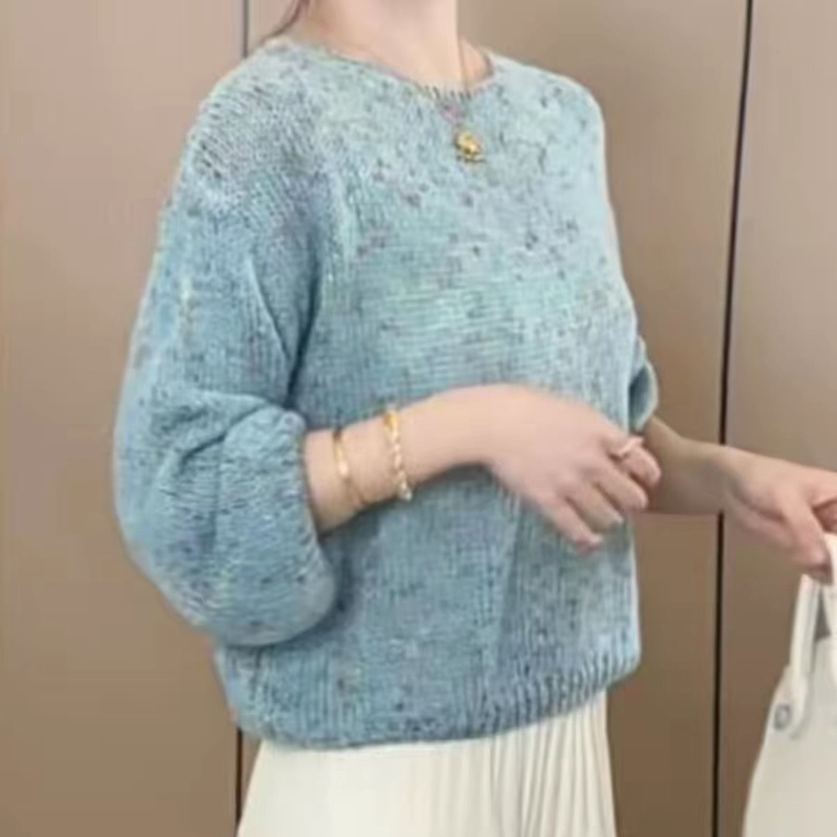 💕甜美重工採紗圓領混色針織衫