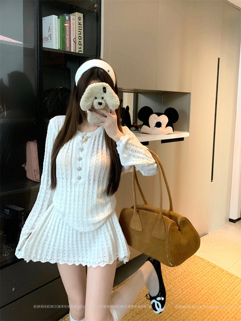 💕氣質優雅法式小香風針織套裝