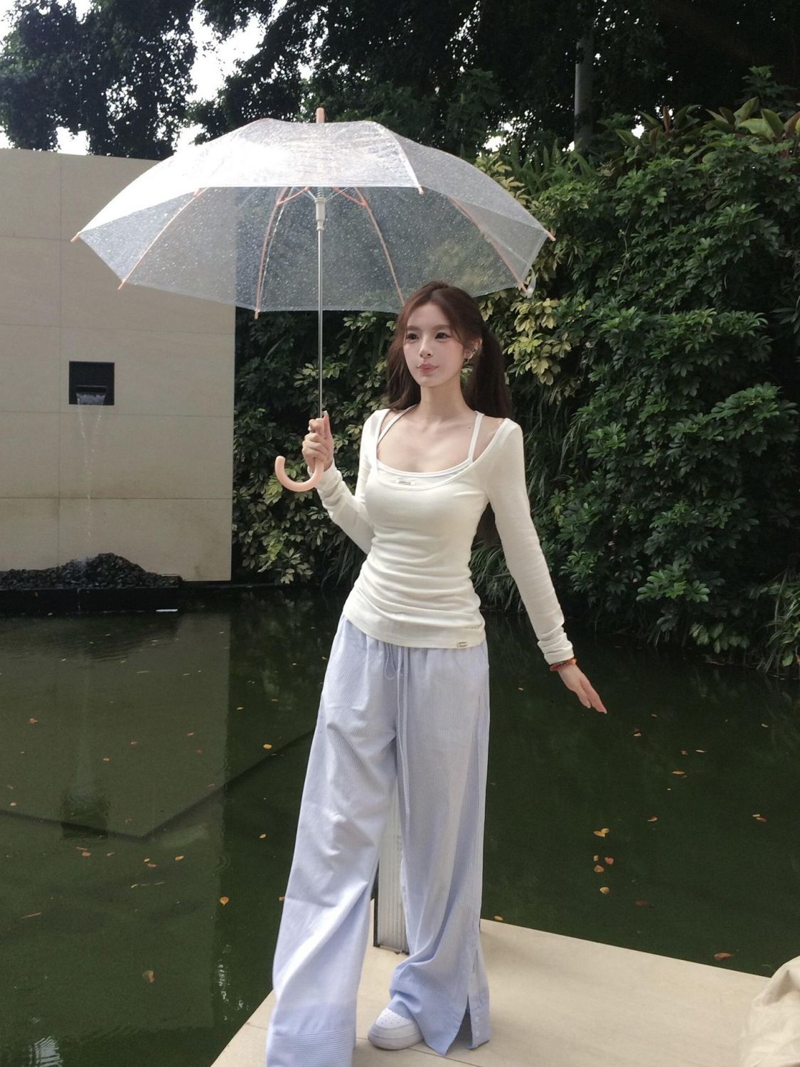 💕韓系簡約純欲打底罩衫上衣兩件套