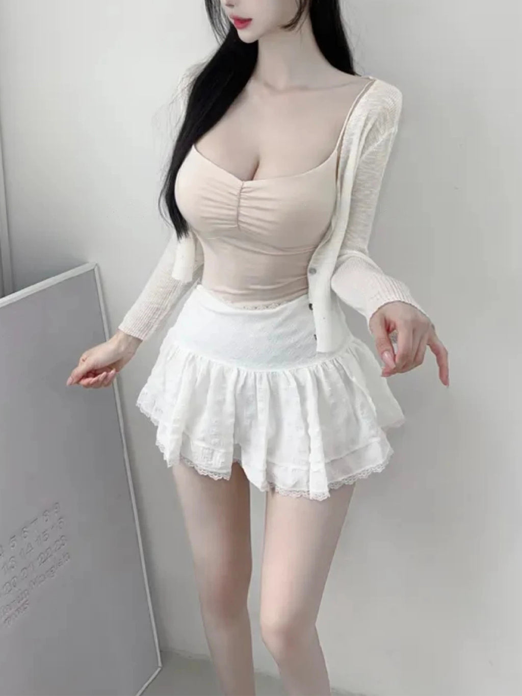 💕韓系東大門芭蕾荷葉邊高腰澎澎裙
