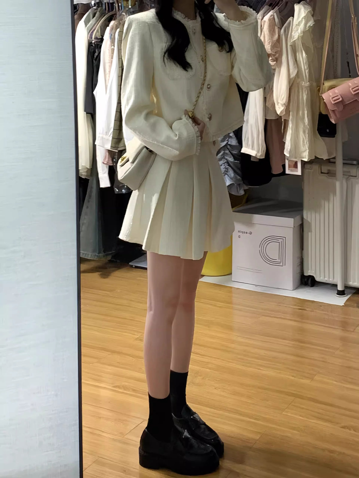 💕獨特絕美初秋韓系短裙兩件套