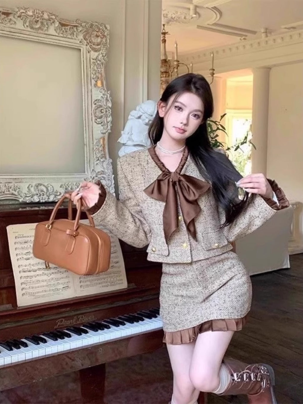 💕秋冬富家千金小香風輕熟套裝