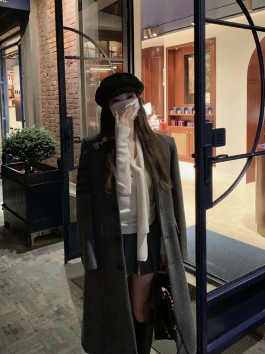 💕氣質法式飄帶V領針織衫修身上衣