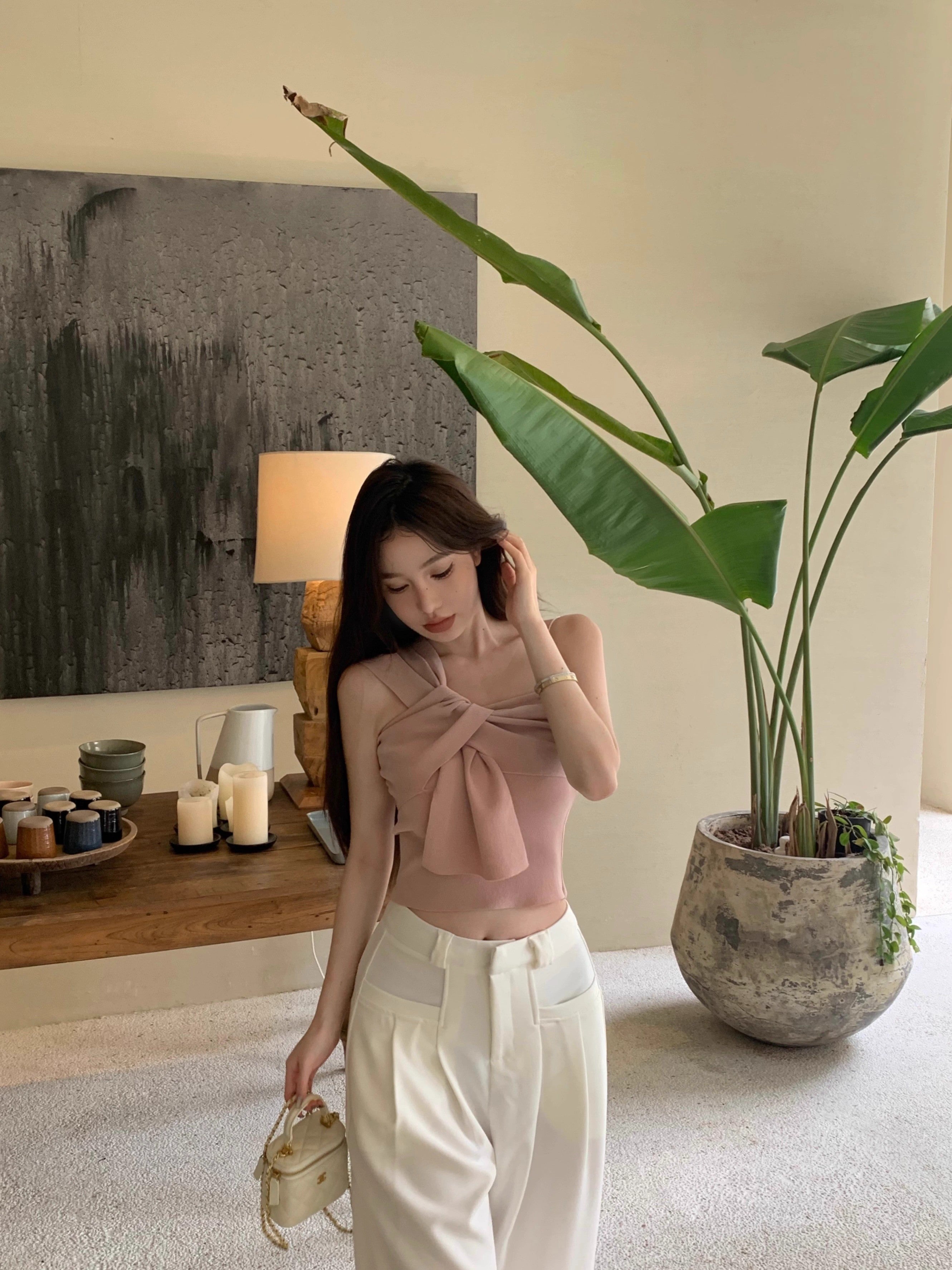 💕泰式不規則抹胸扭結吊帶背心