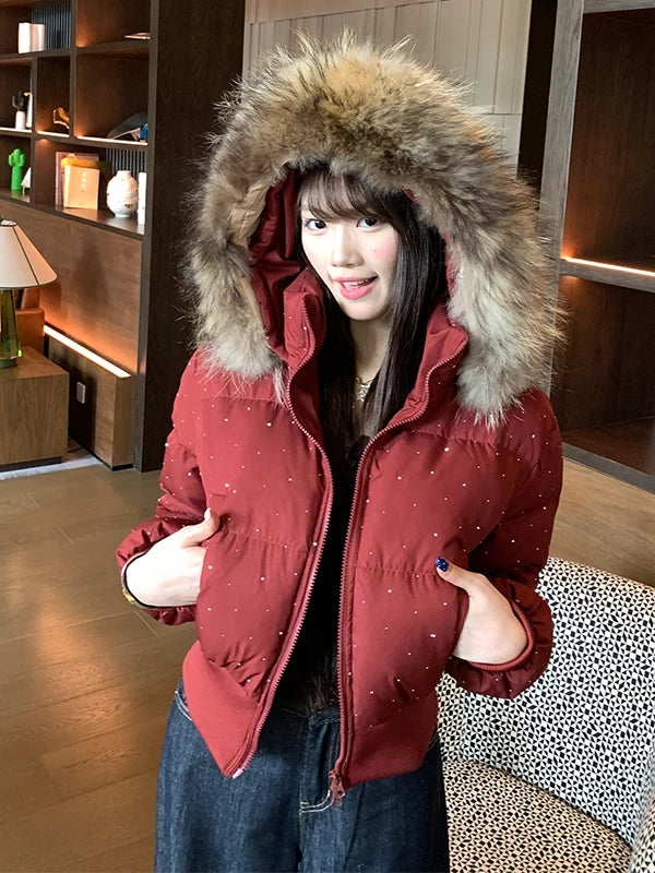 💕冬天滿天星燙鑽保暖羽絨外套