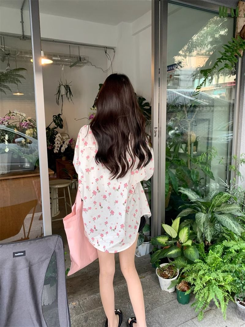 💕甜美薄款小花朵防曬襯衫外搭
