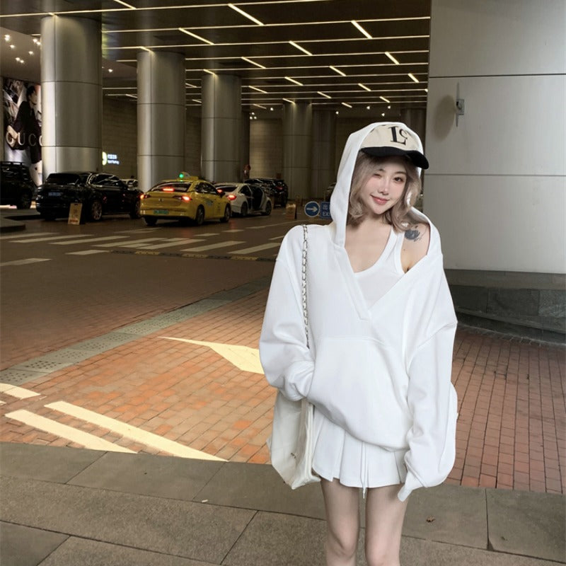 💕春秋慵懶懶人雙層連帽長袖衛衣上衣