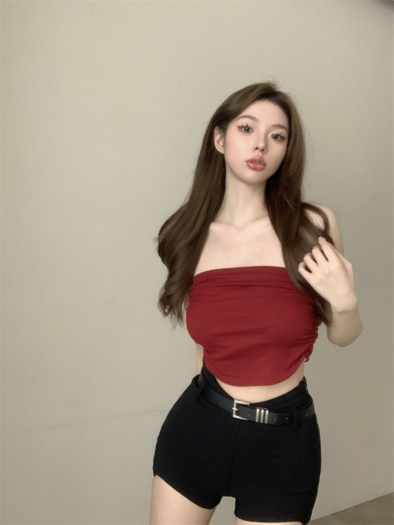 💕氣質百搭彈力修身短款抹胸背心單品