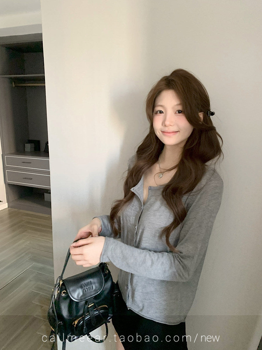 💕溫柔秋冬軟糯感長袖純色基礎針織衫