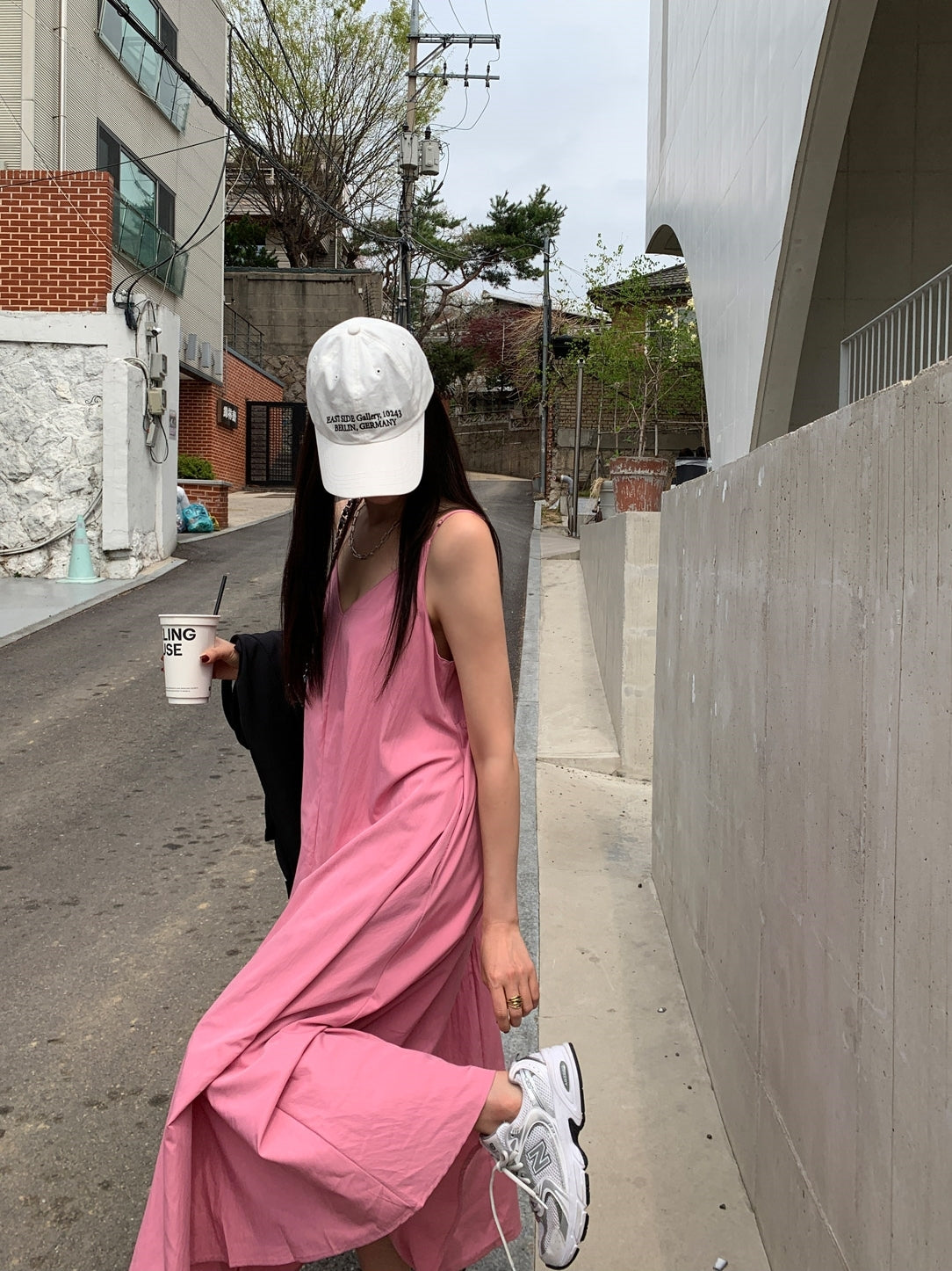 💕韓系氣質V領慵懶露背休閒度假長裙