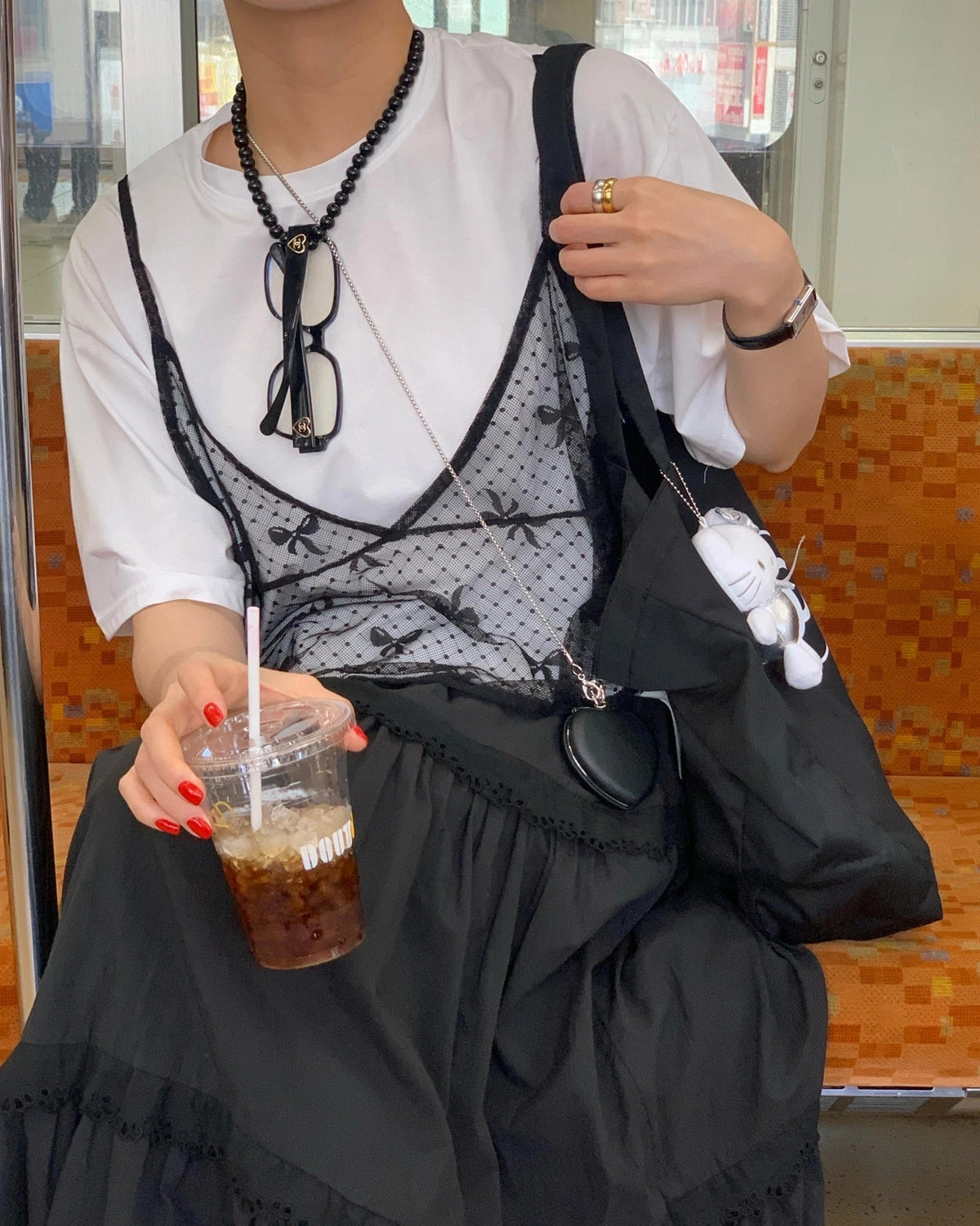 💕韓系東大門復古高腰拼接蕾絲邊蛋糕休閒長裙
