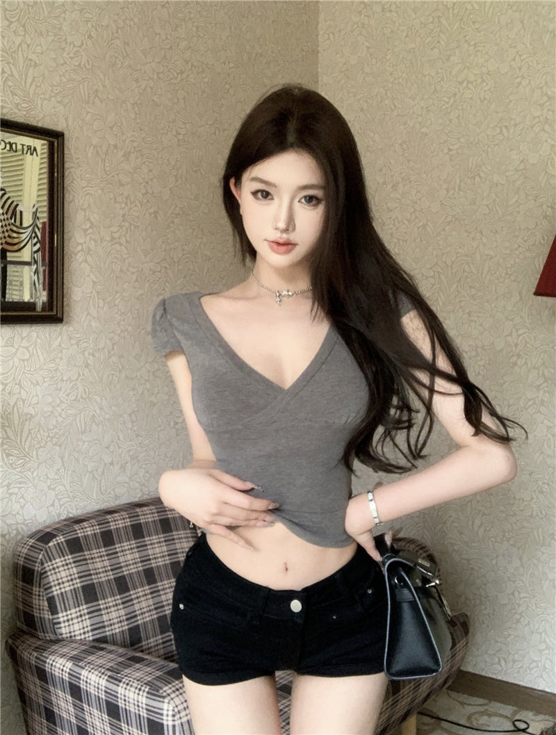 💕休閒百搭V領純欲顯瘦上衣