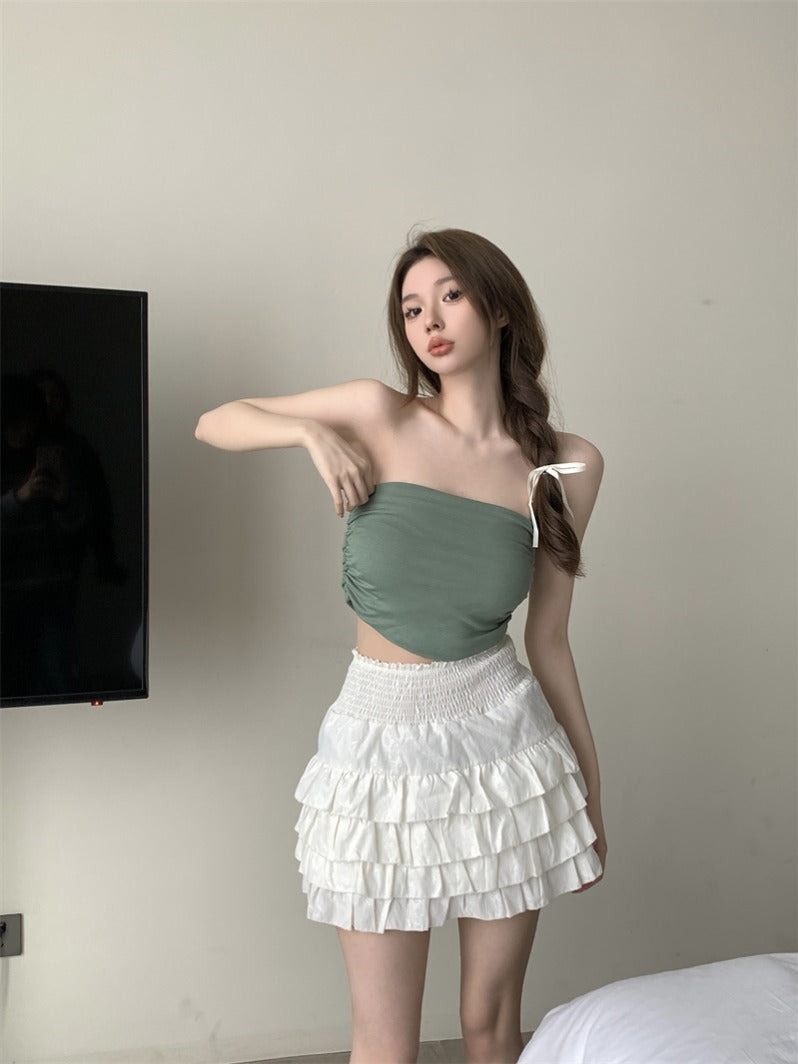 💕氣質百搭彈力修身短款抹胸背心單品