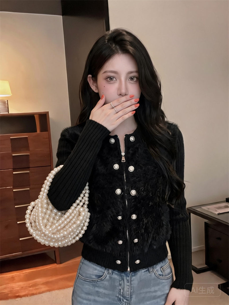 💕千金重工小香白色毛毛外套