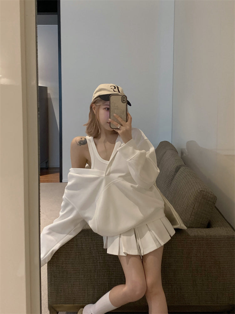 💕春秋慵懶懶人雙層連帽長袖衛衣上衣