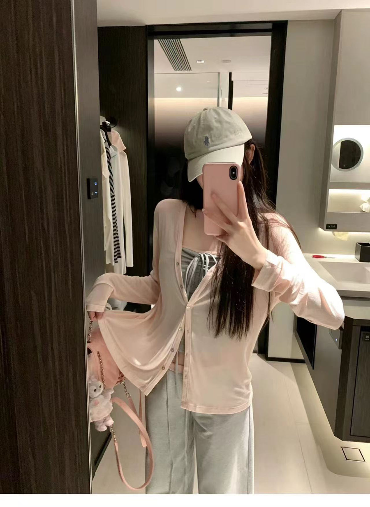 💕時尚慵懶感輕薄開衫抽繩抹胸三件套
