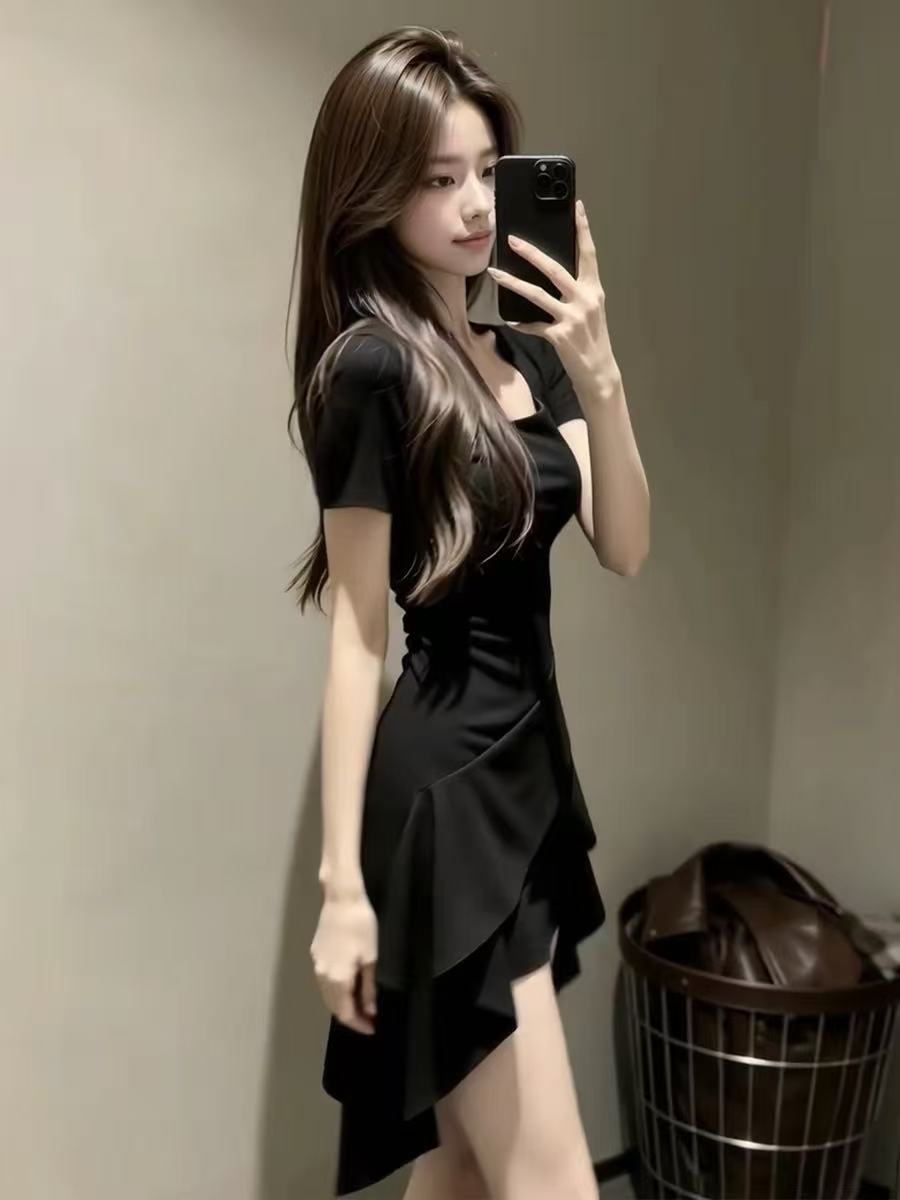 💕獨特收腰魚尾赫本風連衣短裙