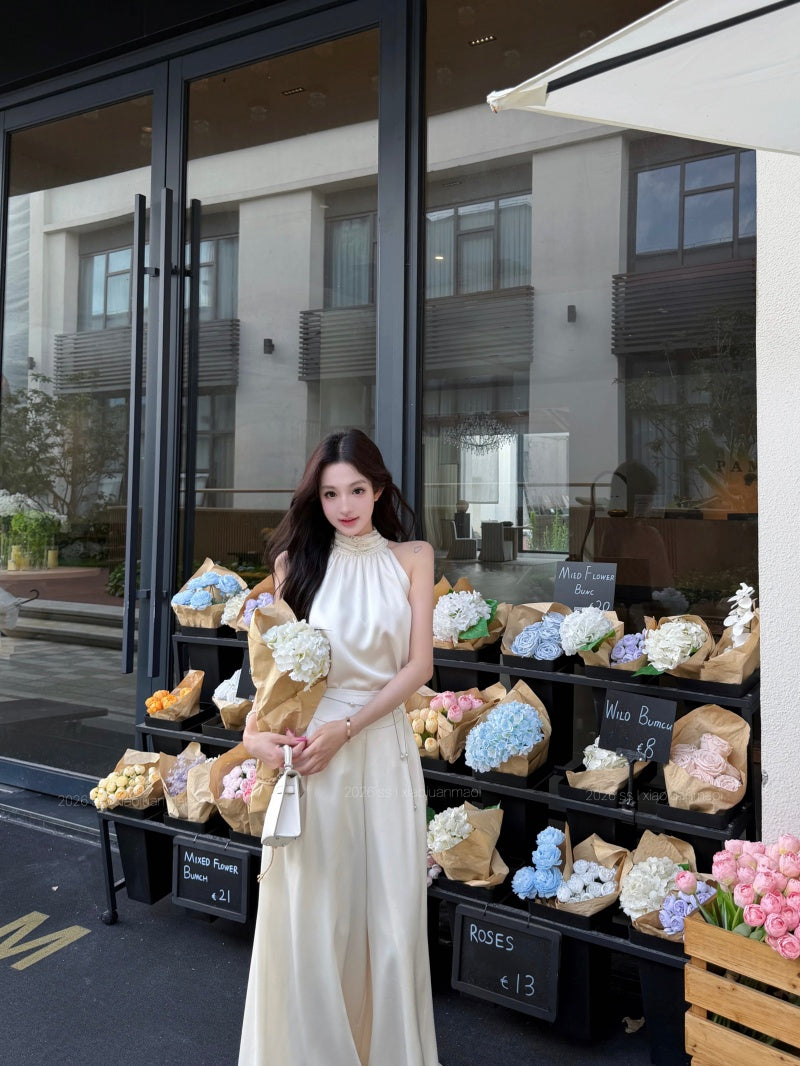 💕精緻千金感珍珠緞面套裝
