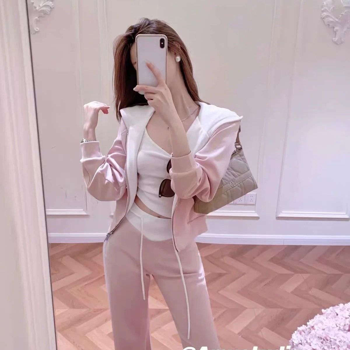 💕秋季高級感百搭連帽外套高腰休閒褲套裝