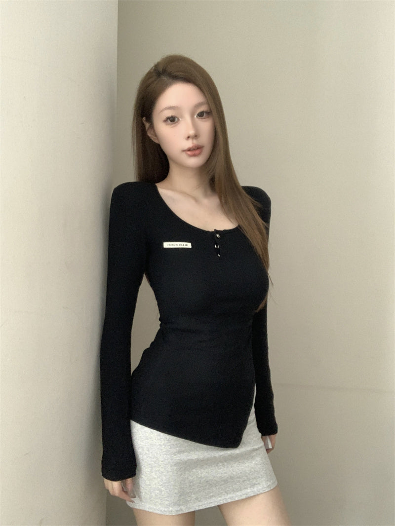 💕美式辣妹V領不規則顯瘦開衩上衣