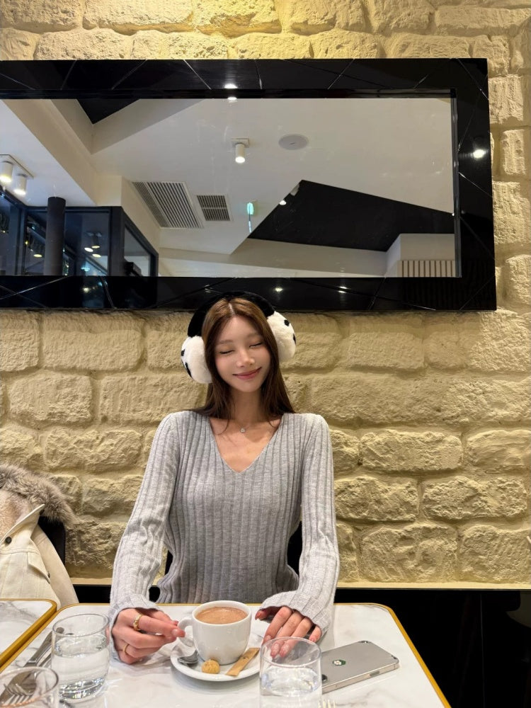 💕簡約百搭通勤V領針織打底修身顯瘦上衣
