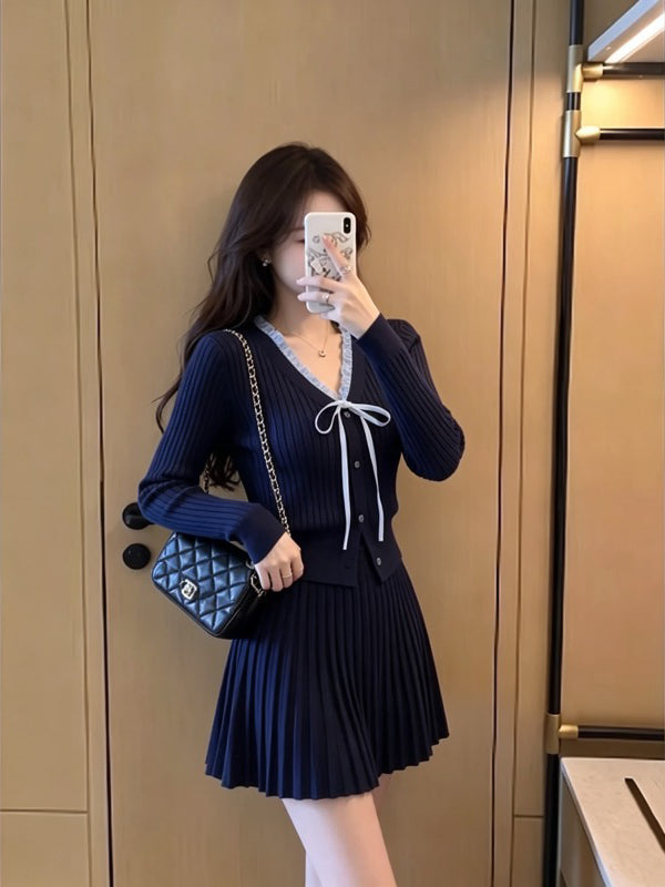 💕高級感富家千金秋冬針織套裝