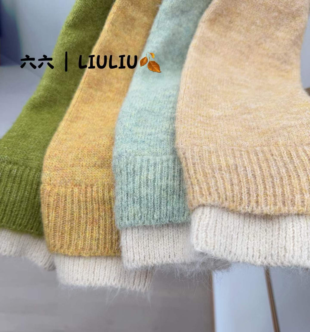 💕韓系簡約日常撞色假兩件針織開衫