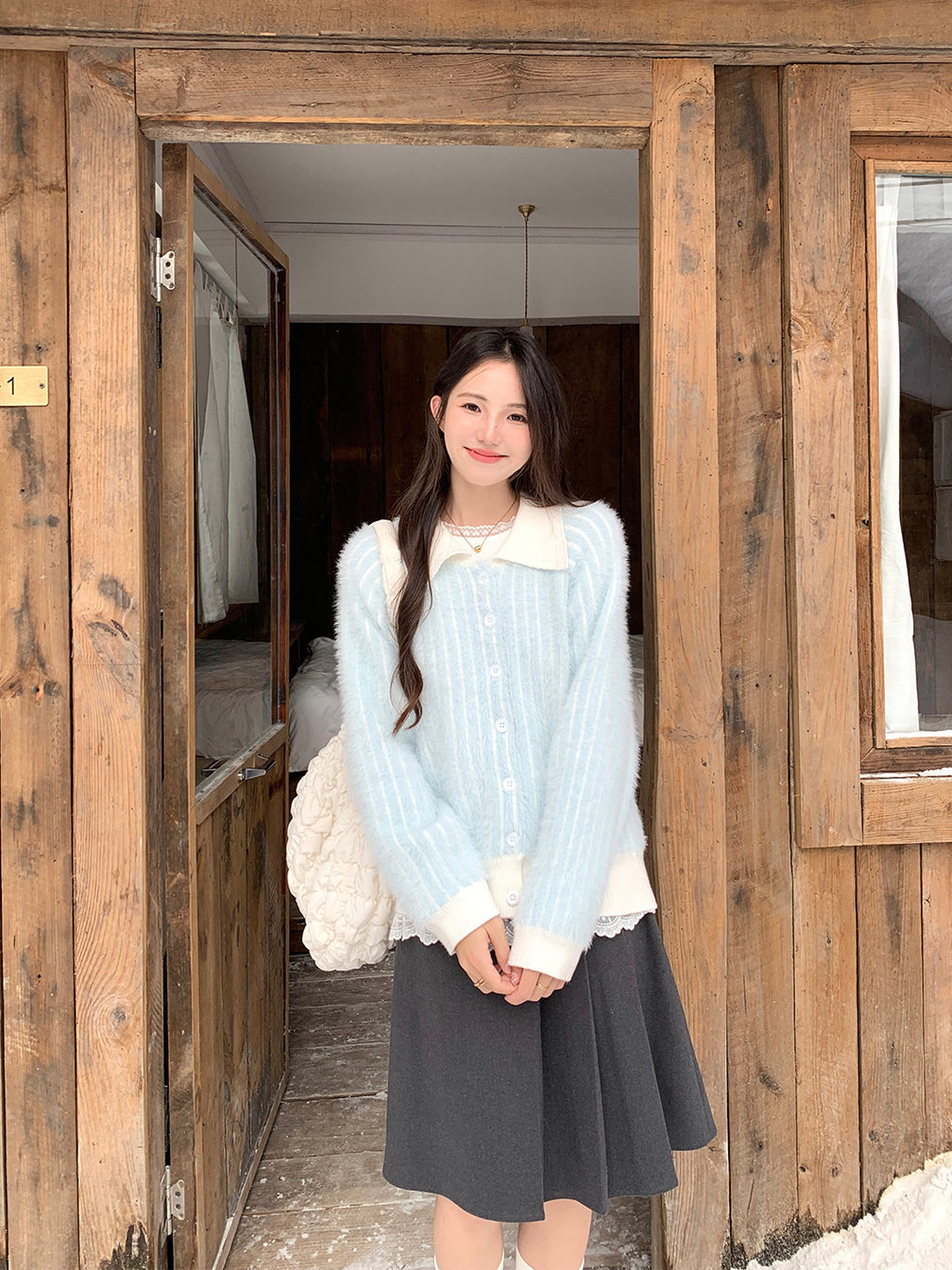 💕溫暖氣質雙面拼接寬鬆加厚針織毛衣