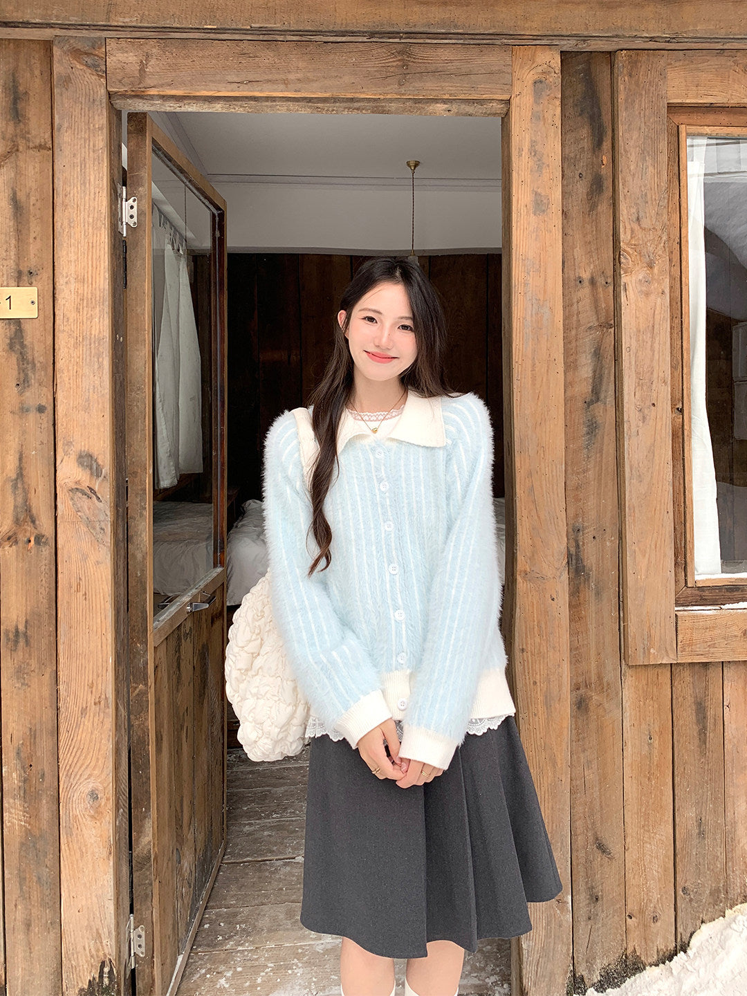 💕溫暖氣質雙面拼接寬鬆加厚針織毛衣