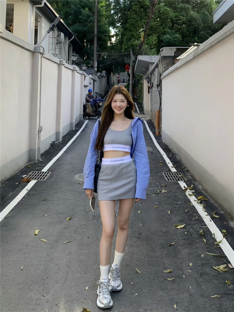 💕溫柔白開水茶系運動背心顯瘦三件套