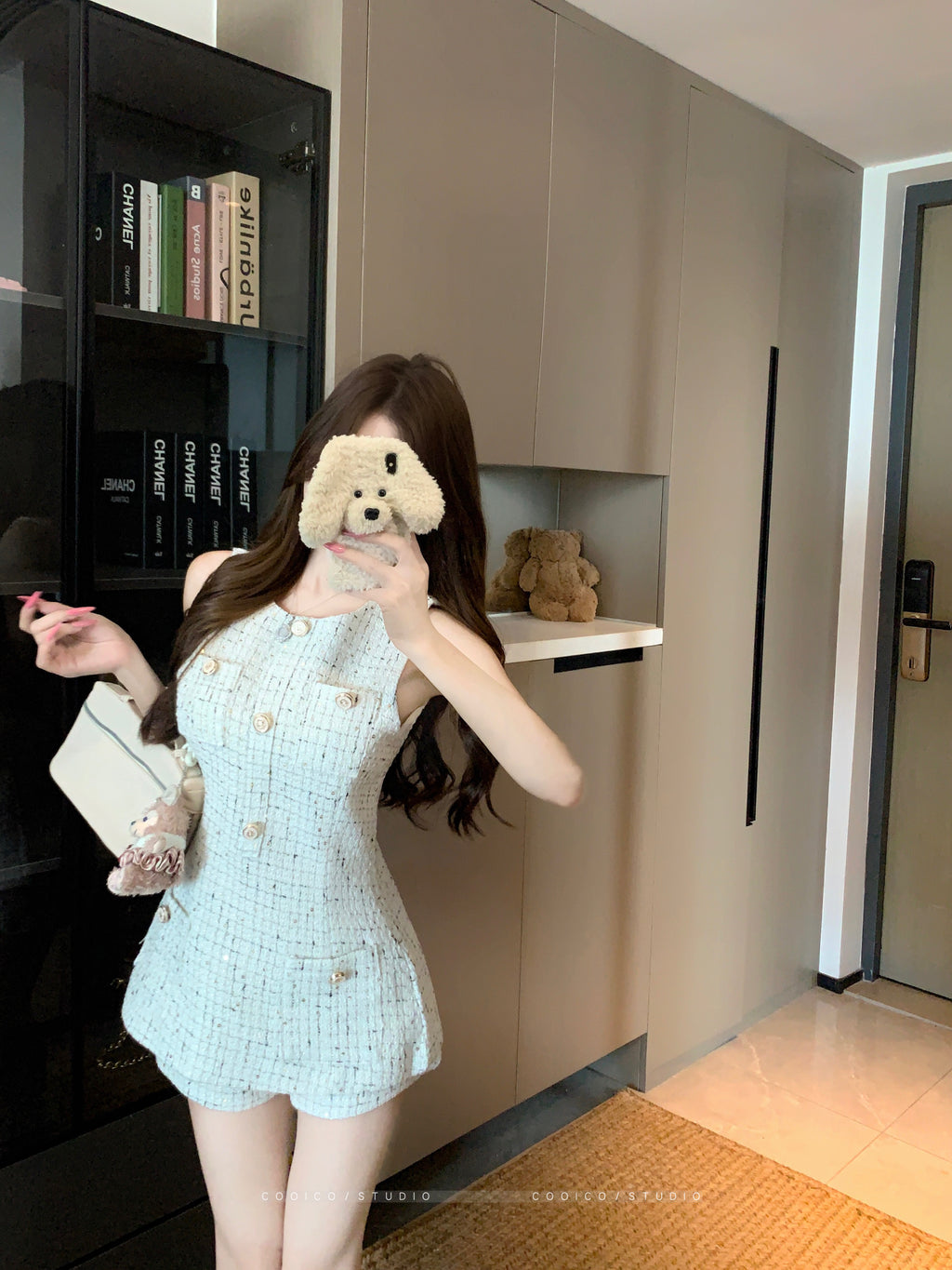 💕名媛小香千金風收腰無袖上衣短褲兩件套