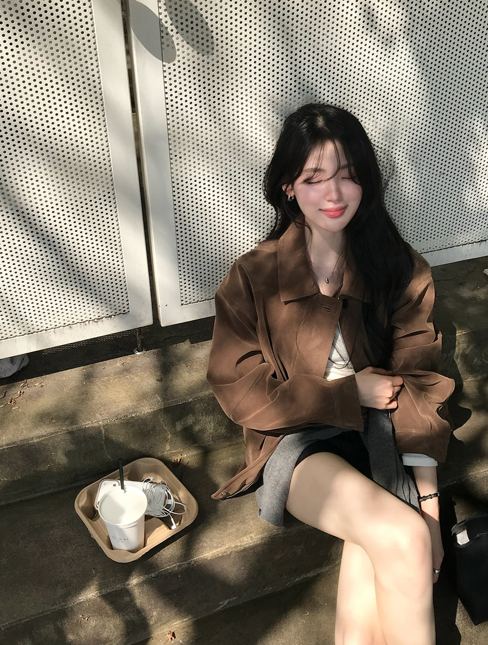 💕韓系輕熟麂皮絨夾克防風短款外套