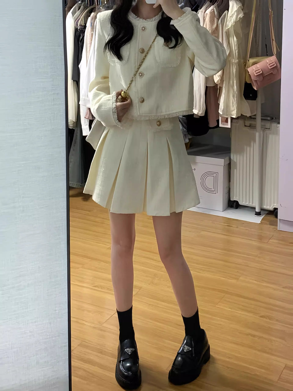 💕獨特絕美初秋韓系短裙兩件套