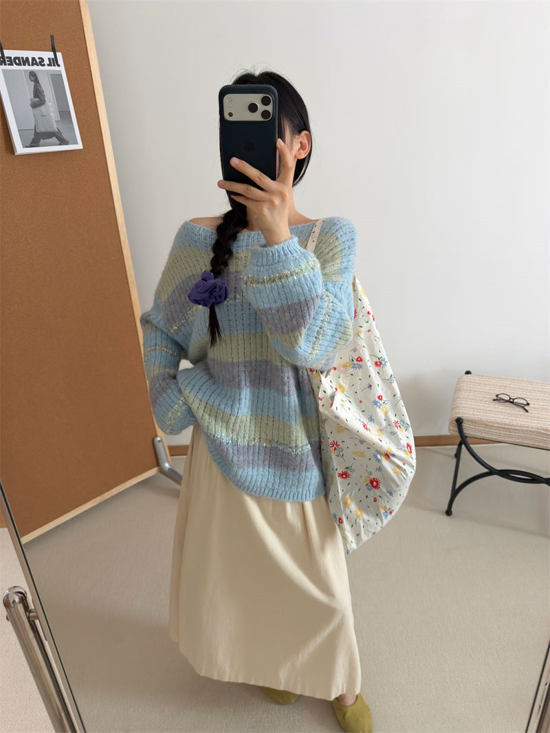 💕高級感溫柔韓系混色羊毛針織衫