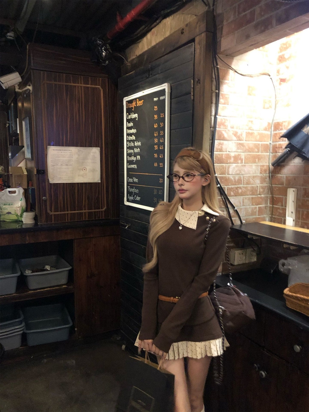 💕韓系千金咖色低調絕美兩件套
