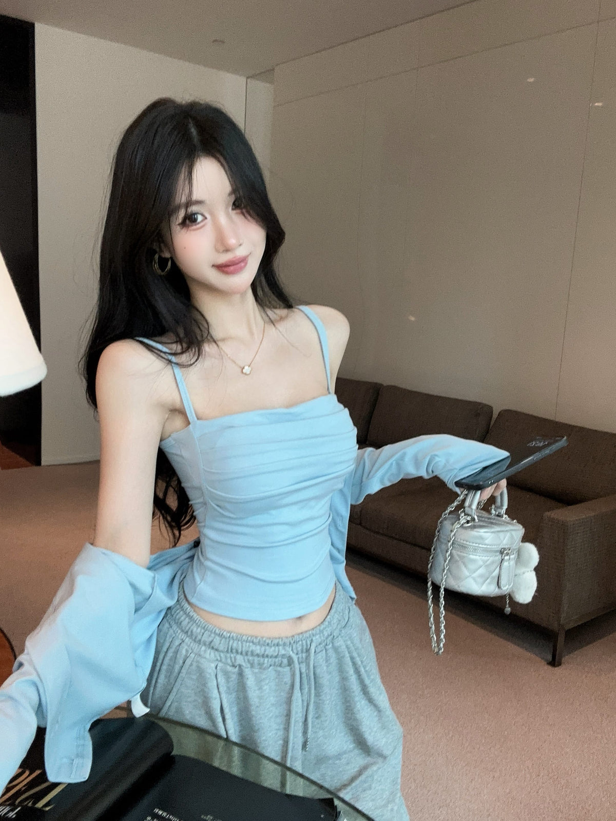 💕氣質慵懶休閒褶皺兩件式套裝