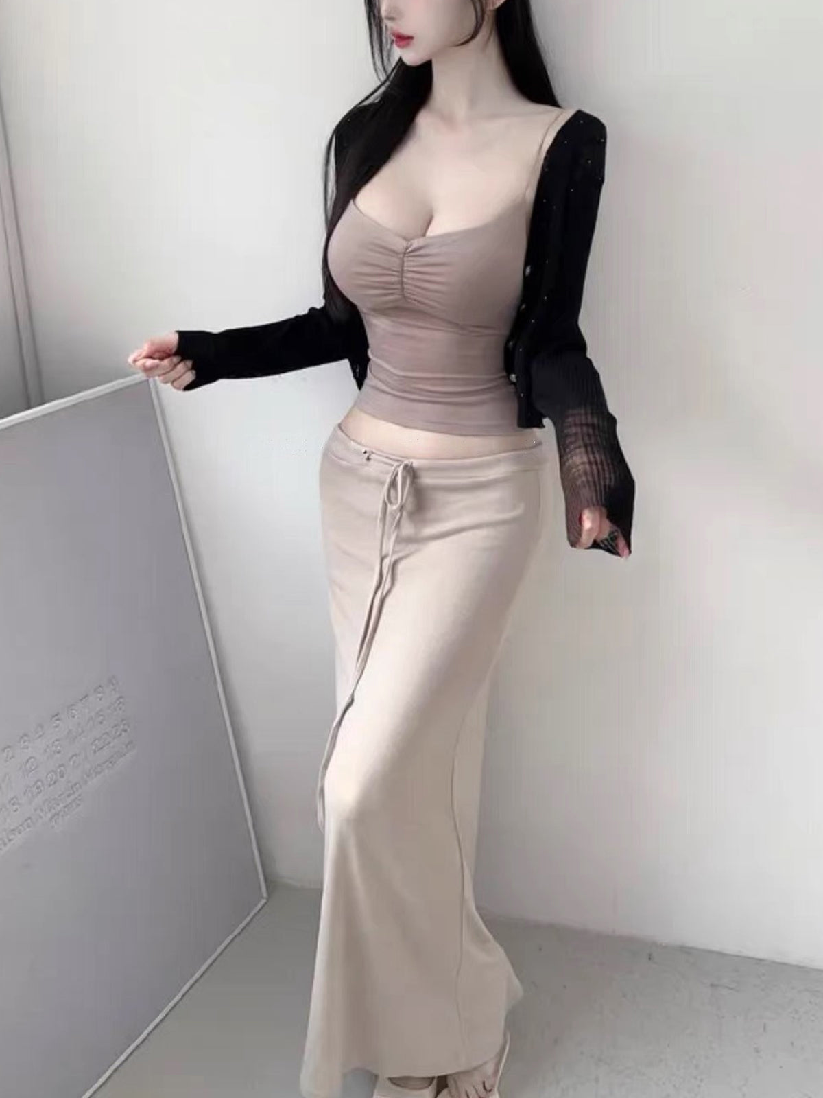 💕chic韓系垂墜感顯瘦低腰包臀魚尾半身裙