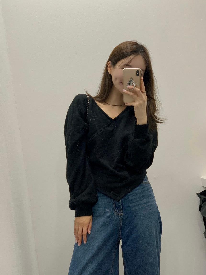 💕韓系露肩不規則休閒純色衛衣