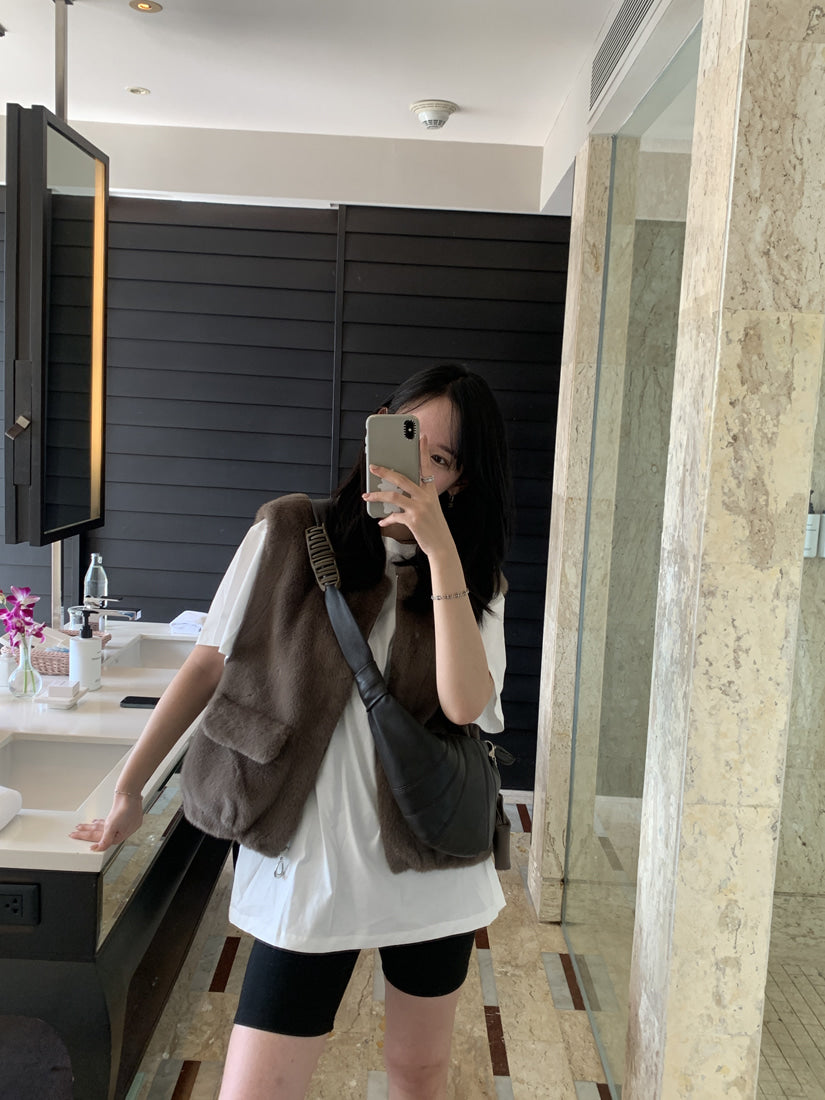 💕韓系chic水貂毛馬甲毛毛外套
