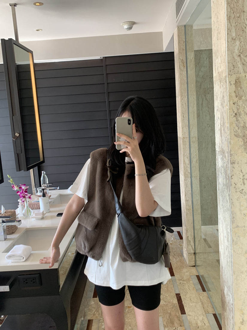 💕韓系chic水貂毛馬甲毛毛外套