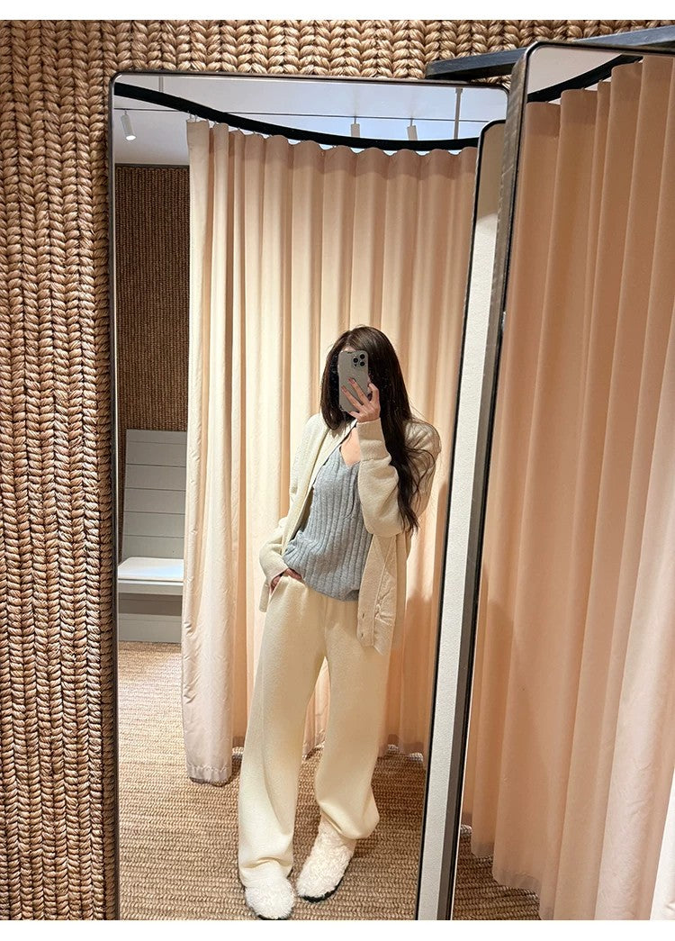 💕簡約百搭通勤V領針織打底修身顯瘦上衣