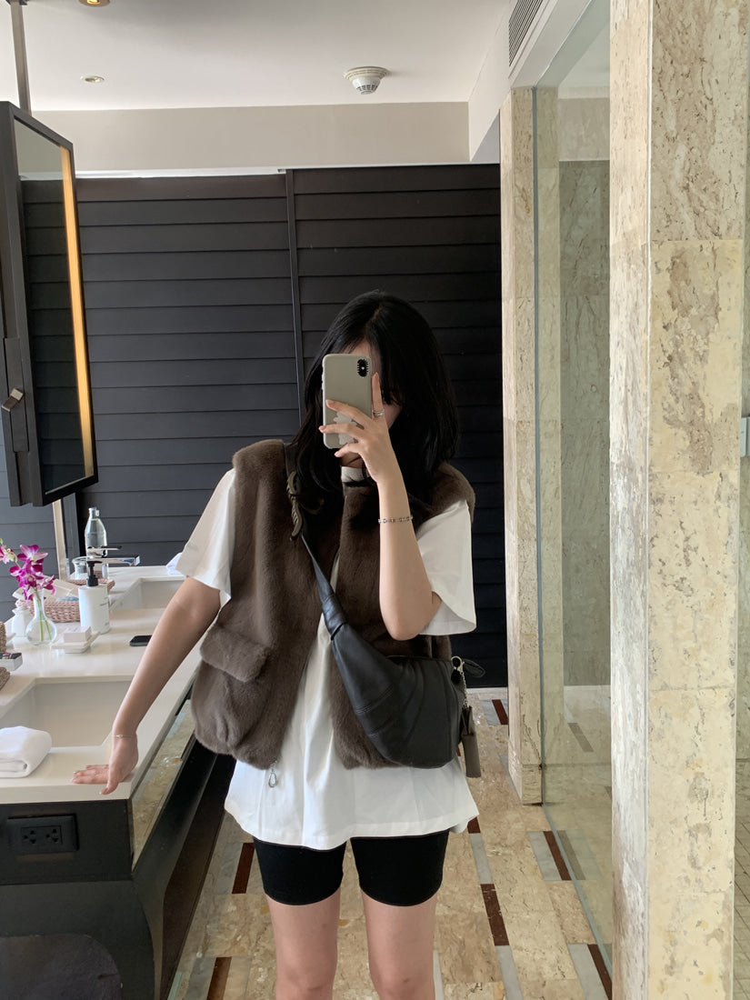 💕韓系chic水貂毛馬甲毛毛外套