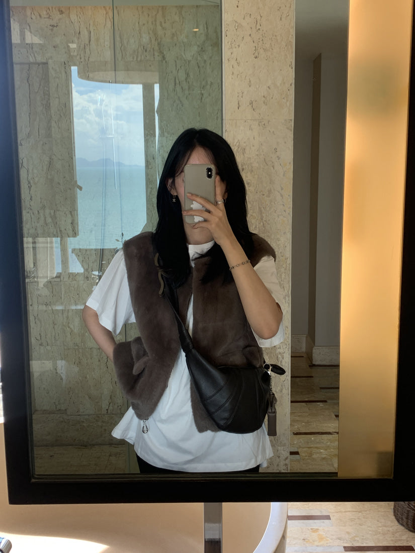 💕韓系chic水貂毛馬甲毛毛外套