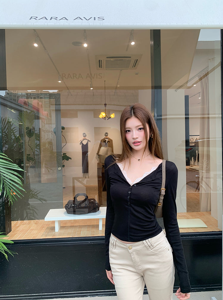 💕法式老錢風卡其中低腰顯瘦微喇叭長褲