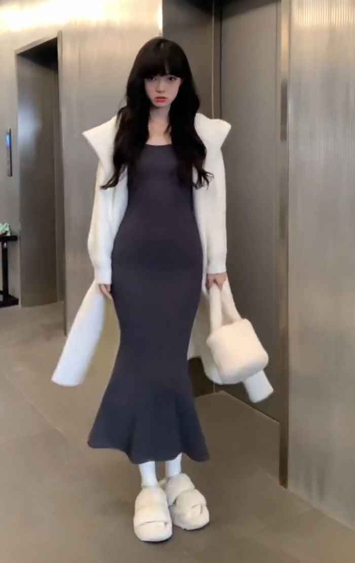 💕秋冬氣質慵懶顯瘦魚尾長裙