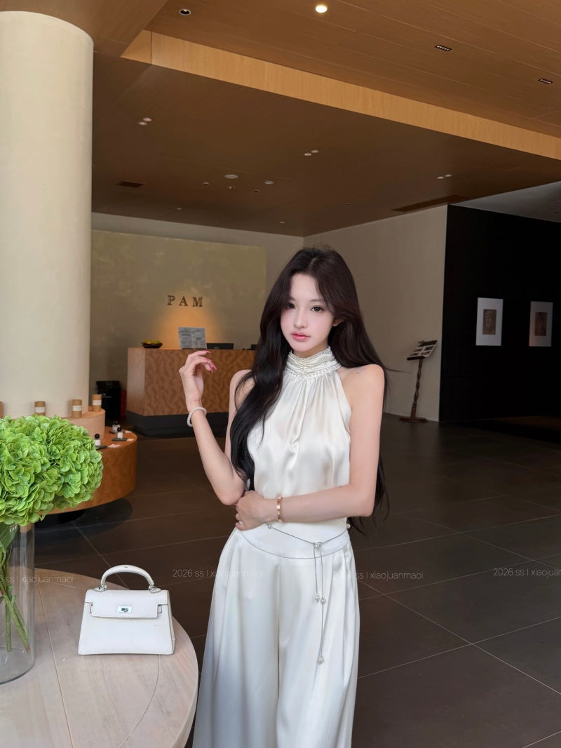 💕精緻千金感珍珠緞面套裝