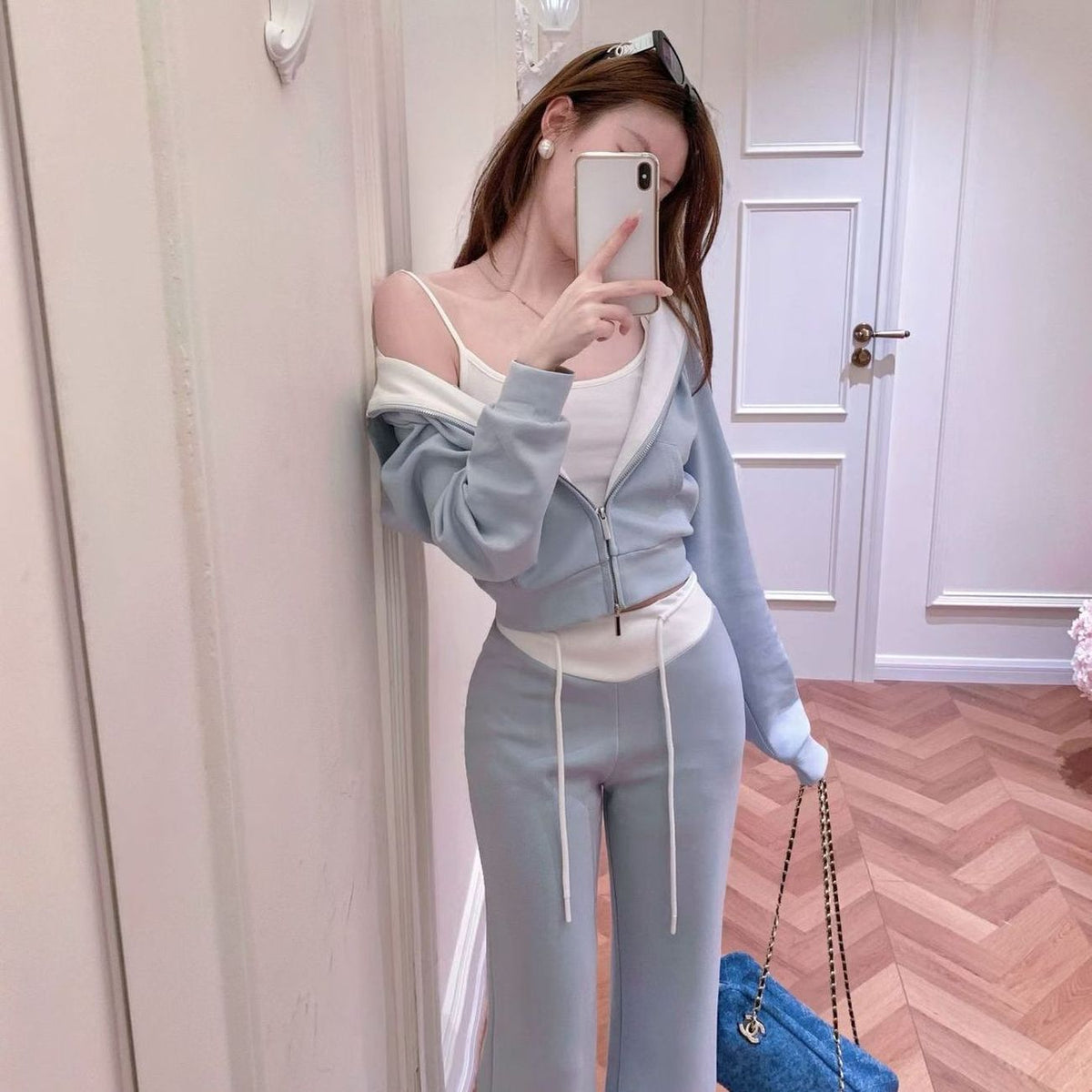 💕秋季高級感百搭連帽外套高腰休閒褲套裝