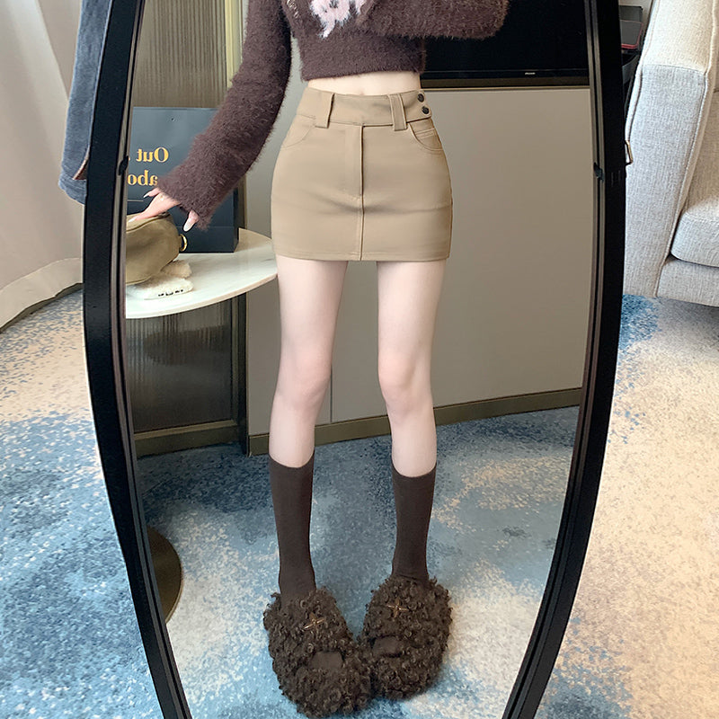 💕百搭氣質彈力高腰a字西裝半身裙