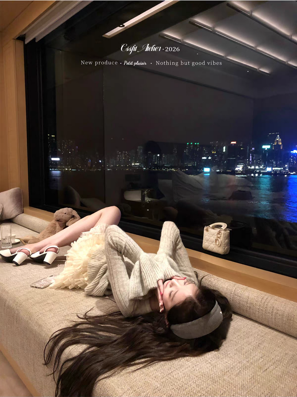 💕迷霧白茶喇叭袖針織衫蛋糕裙套裝