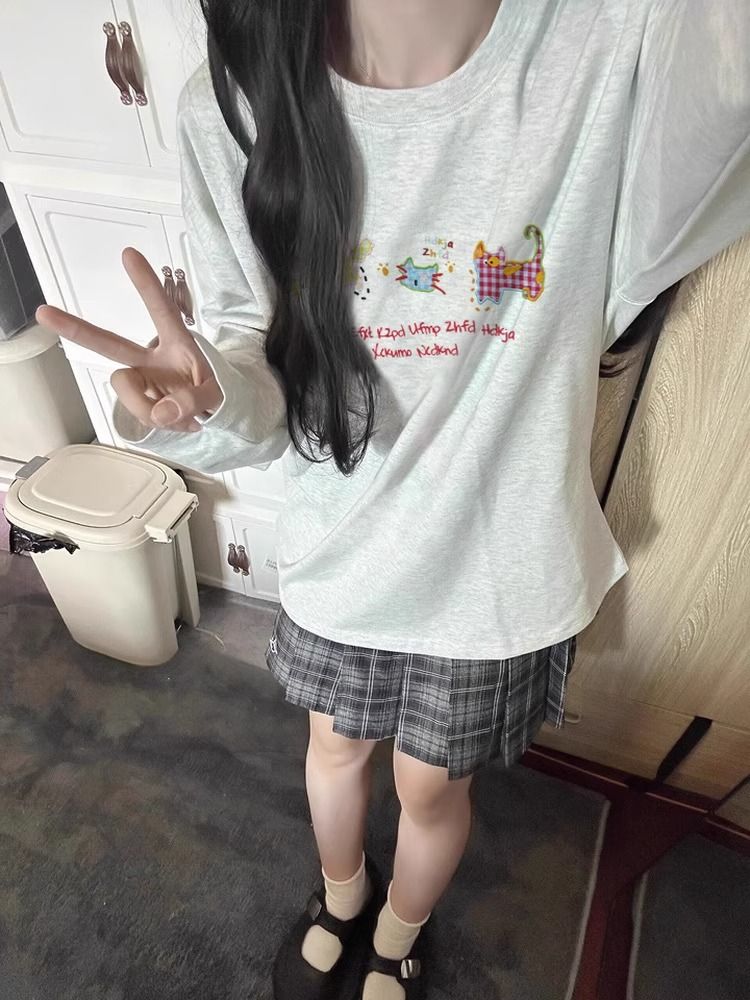 💕韓系簡約休閒長袖寬鬆大學T(有大尺碼)